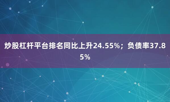 炒股杠杆平台排名同比上升24.55%；负债率37.85%
