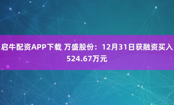 启牛配资APP下载 万盛股份：12月31日获融资买入524.67万元